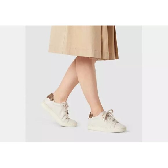 Coach Women's Beige Brown Logo Leather Clip  Low-Top Sneakers Size 7.5B 2390 - Picture 2 of 16